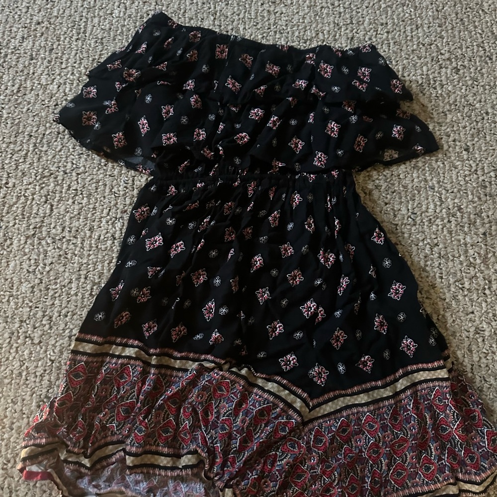 Black Off-Shoulder Romper with Pattern
